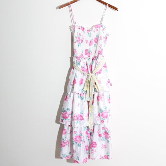 LoveShackFancy x Target Elise Smocked Tiered Dress Floral Midi Smocked Size XS - Picture 3 of 16